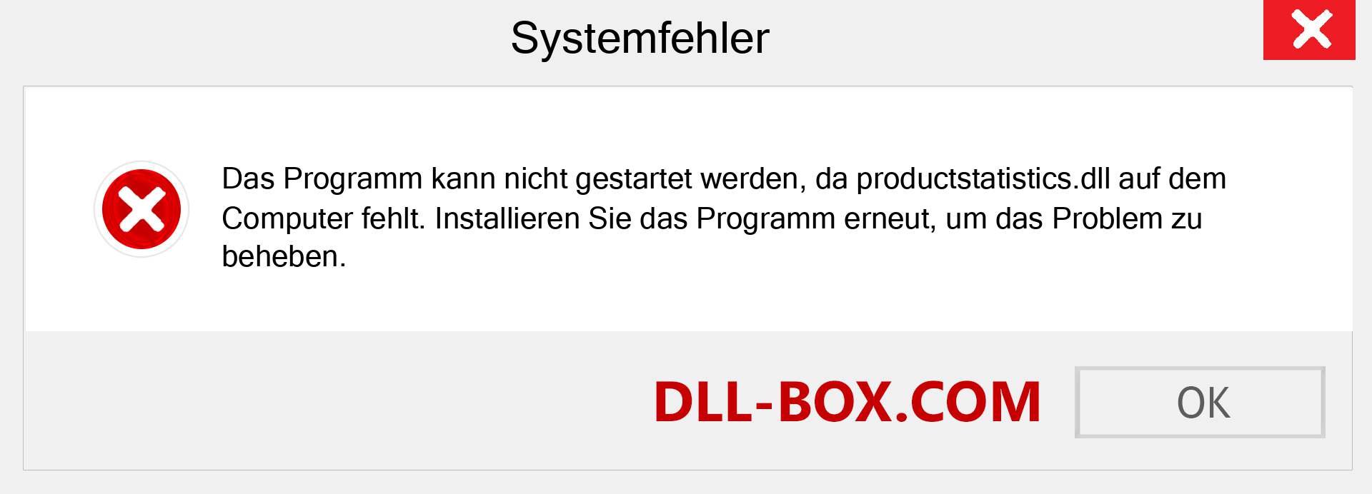 productstatistics.dll-Datei fehlt?. Download für Windows 7, 8, 10 - Fix productstatistics dll Missing Error unter Windows, Fotos, Bildern