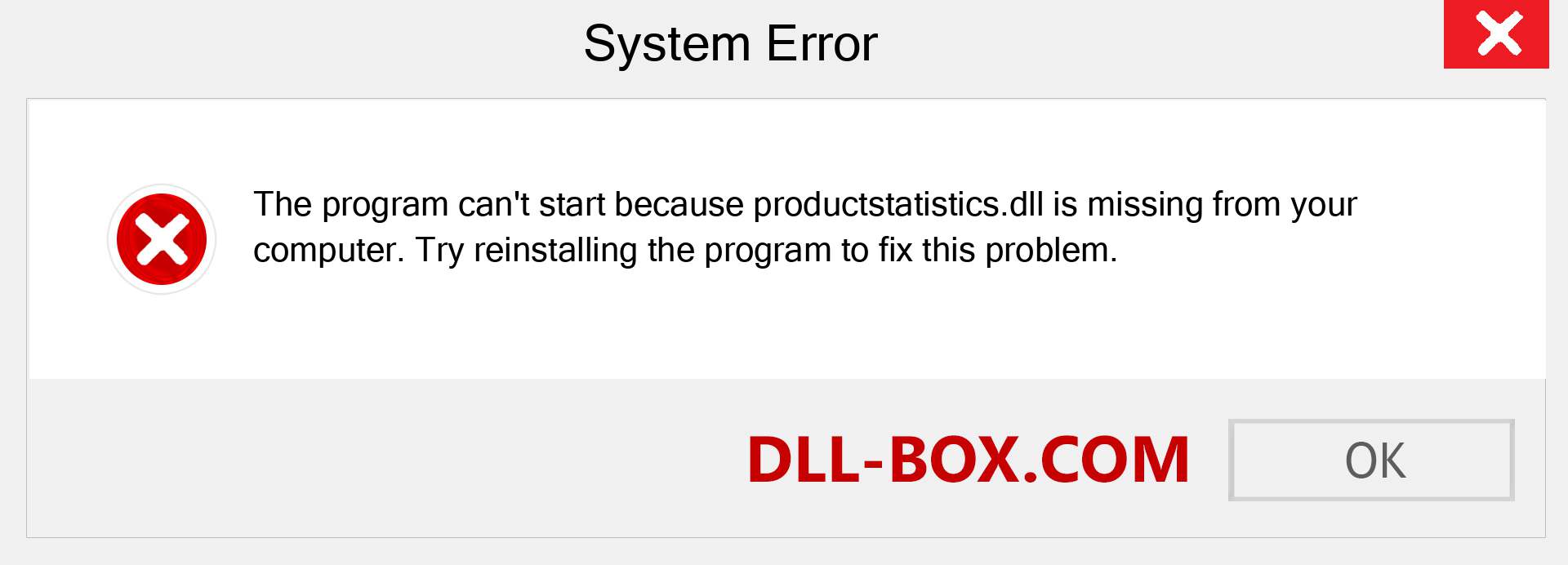  productstatistics.dll file is missing?. Download for Windows 7, 8, 10 - Fix  productstatistics dll Missing Error on Windows, photos, images
